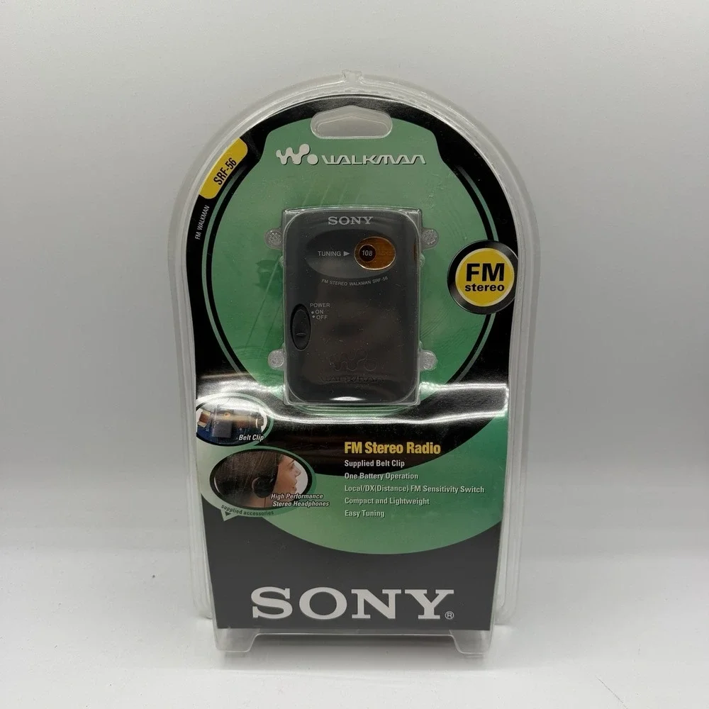 Sony SRF-56 Walkman Portable FM‎ Stereo Radio w/ Belt Clip & Headphones - SEALED